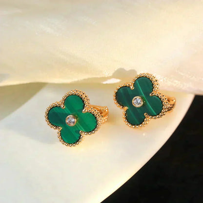 [Angela Jewellery]CLOVER MEDIUM 1 MOTIFS MALACHIT DIAMOND OHRRINGE
