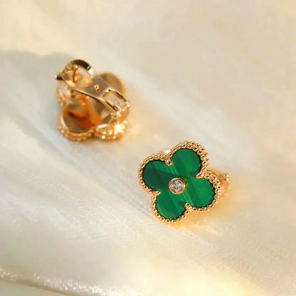 [Angela Jewellery]CLOVER MEDIUM 1 MOTIFS MALACHIT DIAMOND OHRRINGE