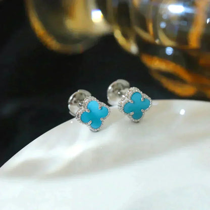 [Angela Schmuck]CLOVER MINI 9,5MM ONYX OHRSTECKER SILBER