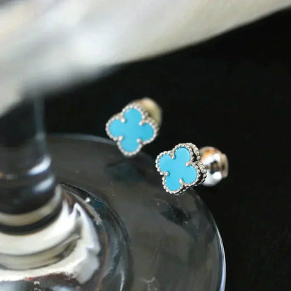 [Angela Schmuck]CLOVER MINI 9,5MM ONYX OHRSTECKER SILBER