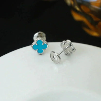 [Angela Schmuck]CLOVER MINI 9,5MM ONYX OHRSTECKER SILBER