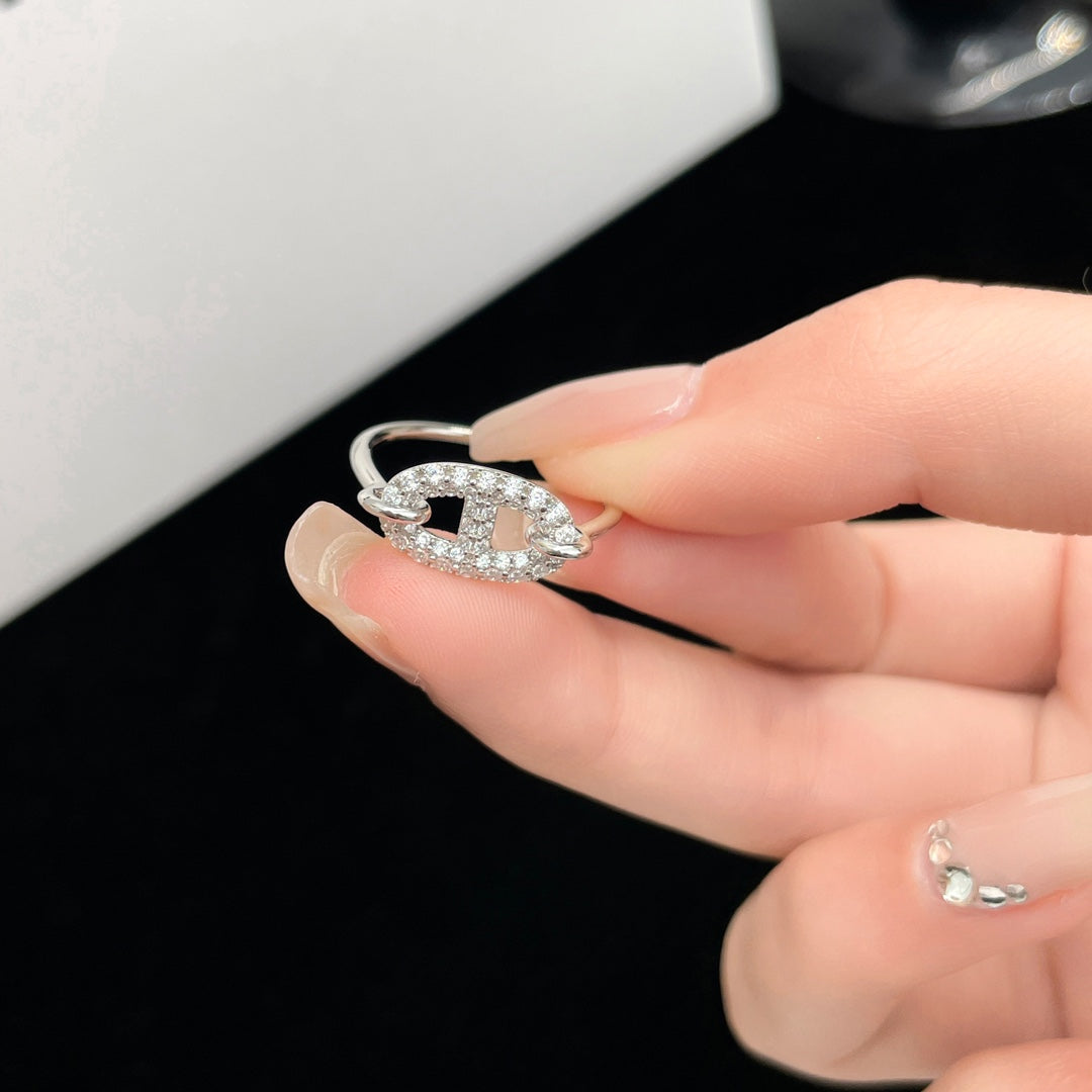 [Angela Jewellery]Runder kleiner silberner Diamantring