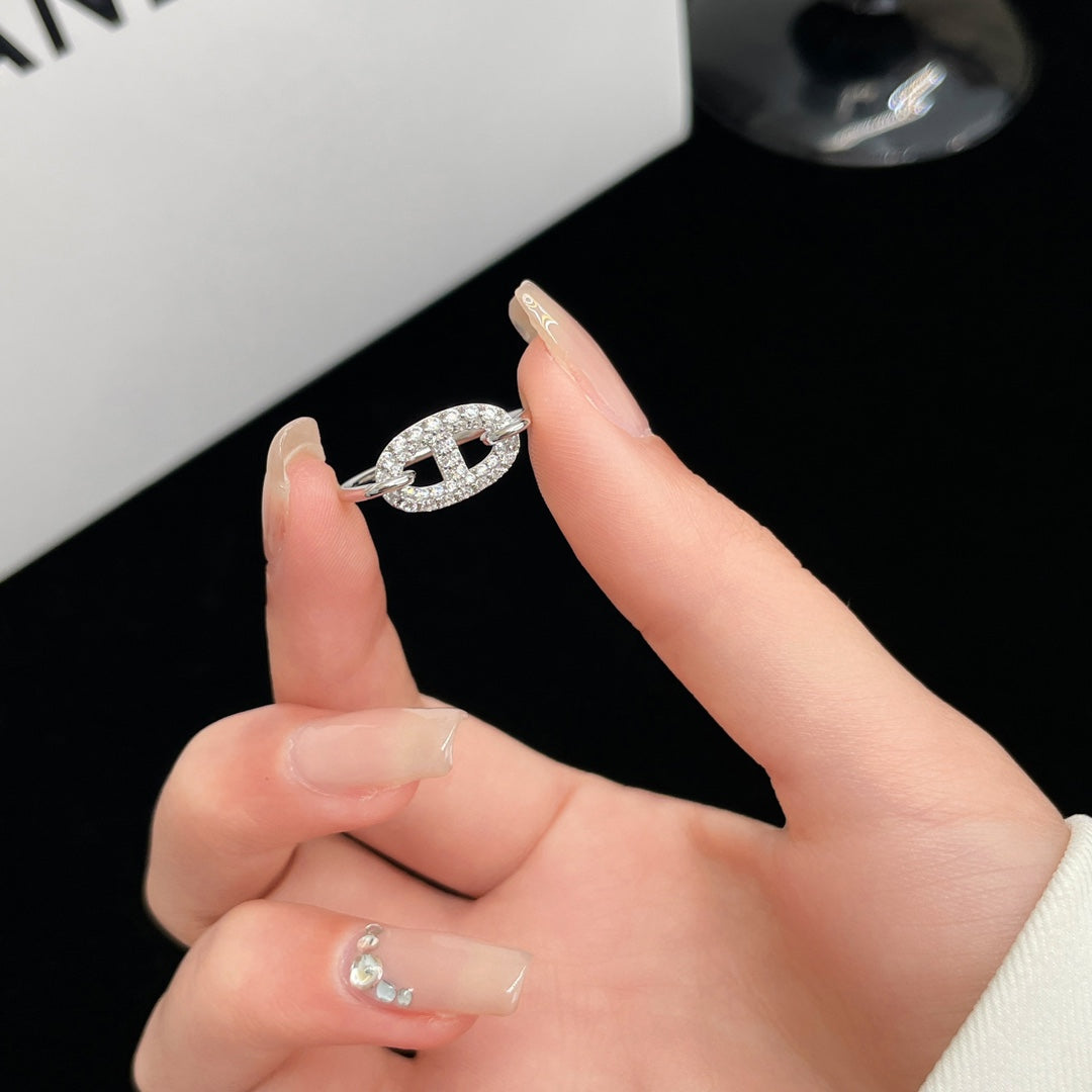 [Angela Jewellery]Runder kleiner silberner Diamantring
