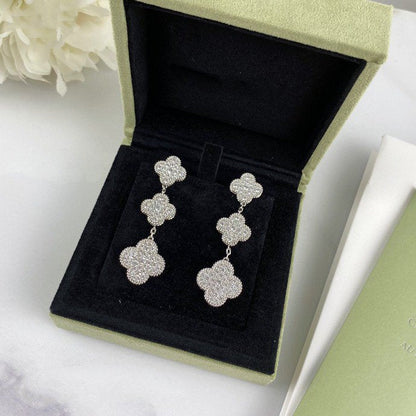 [Angela Jewellery]Ohrhänger aus Silber mit Kleeblatt-Motiv und Diamanten