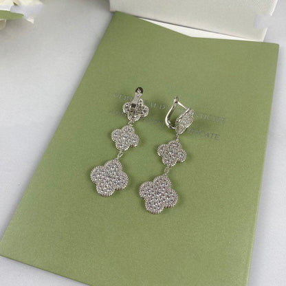 [Angela Jewellery]Ohrhänger aus Silber mit Kleeblatt-Motiv und Diamanten