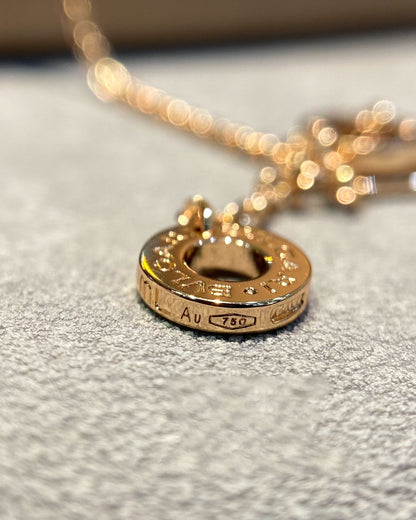 [Angela Jewellery] Halskette aus Roségold mit Malachit und Diamanten