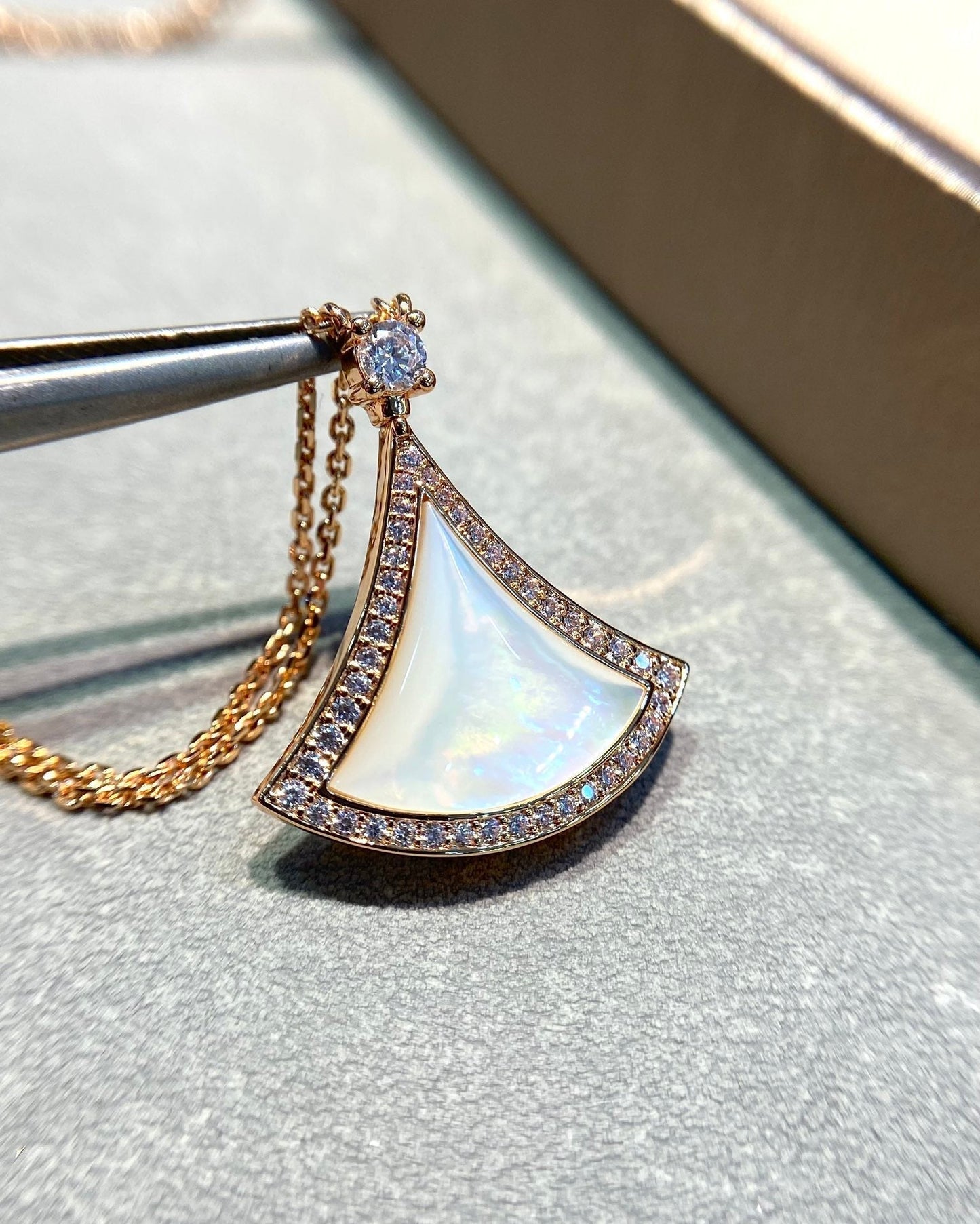 [Angela Schmuck]DREAM MOP DIAMANT PAVED ROSA GOLD HALSKETTE