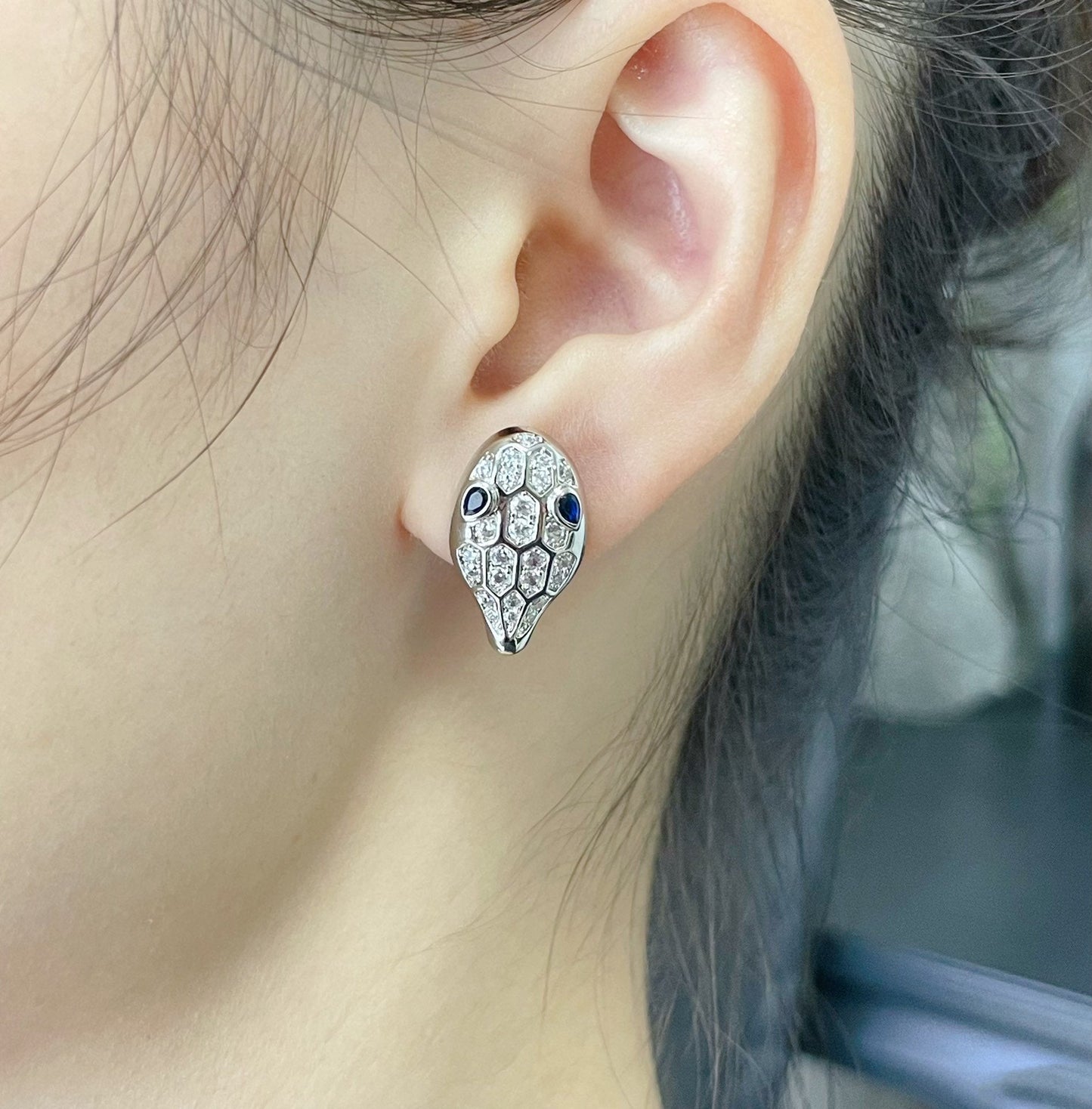 [アンジェラジュエリー]サーペント ダイヤモンド スタッドピアス