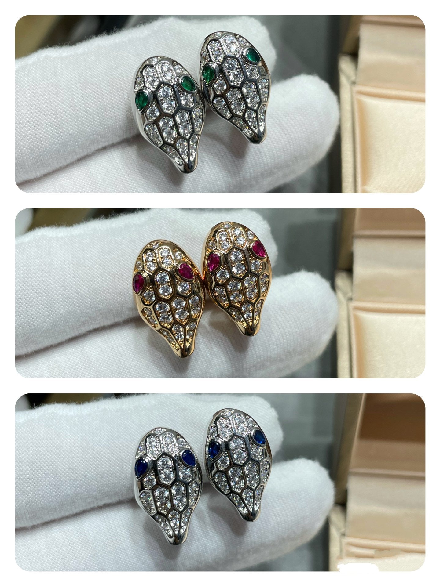 [アンジェラジュエリー]サーペント ダイヤモンド スタッドピアス