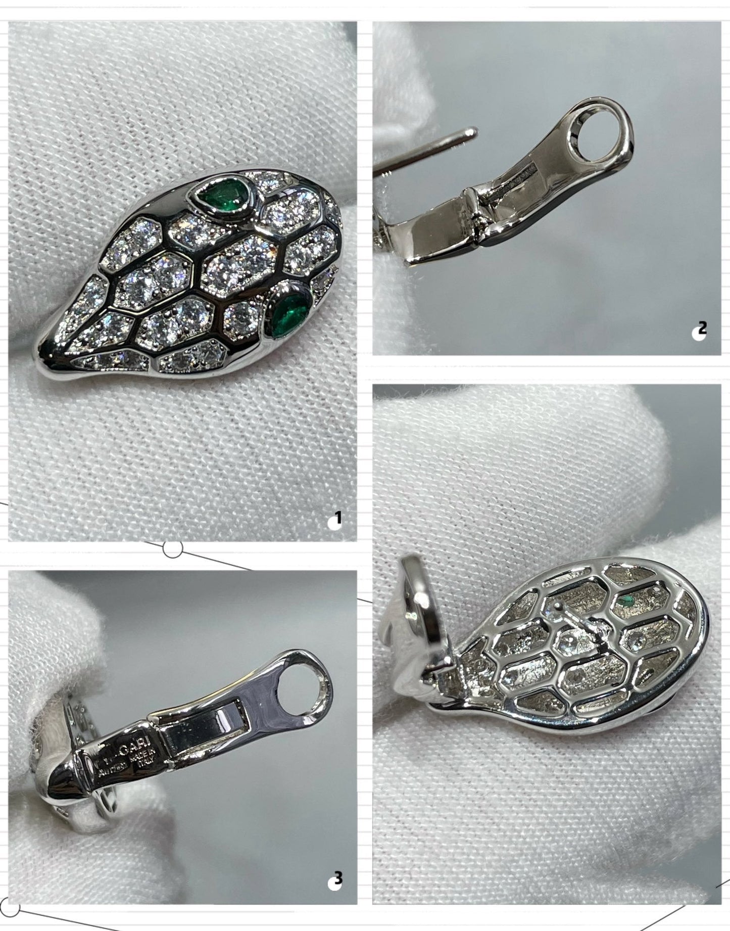 [アンジェラジュエリー]サーペント ダイヤモンド スタッドピアス