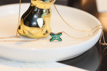 [Angela Jewellery]JEUX MALACHITE 1 DIAMANT ROTGOLD HALSKETTE