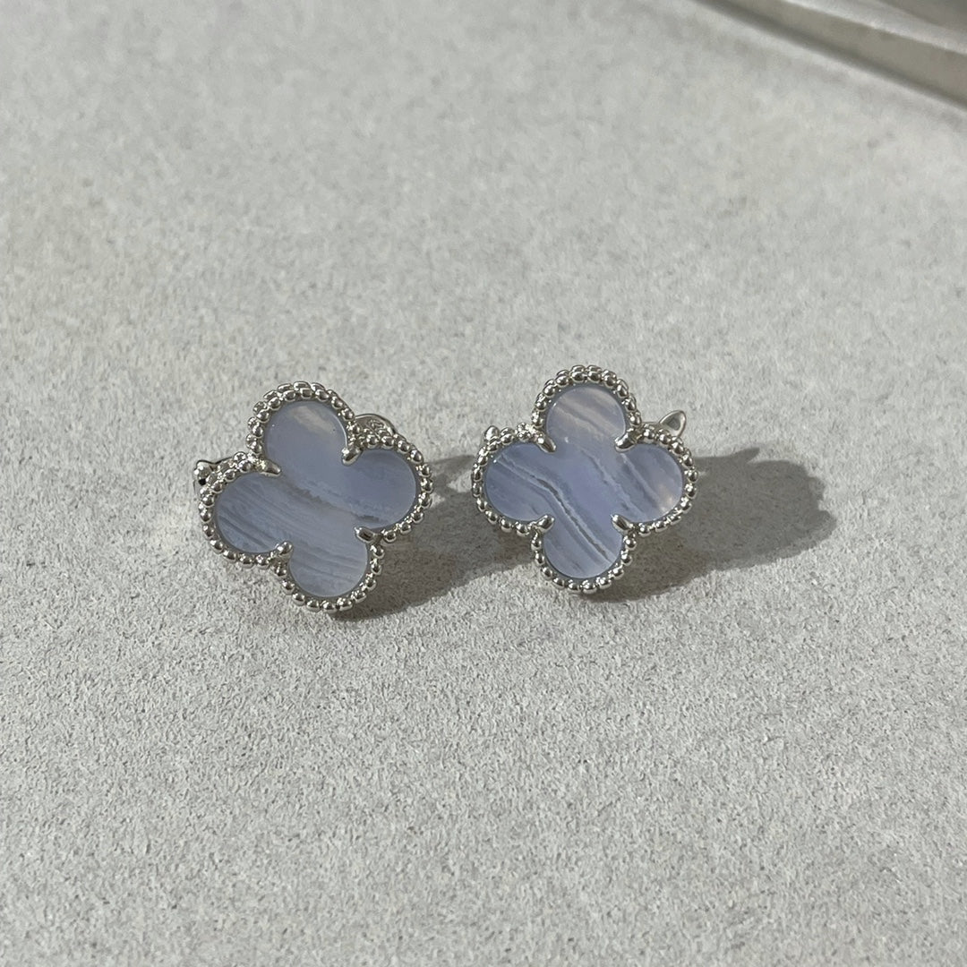 [Angela Schmuck] Kleeblatt Chalzedon Silber Ohrstecker