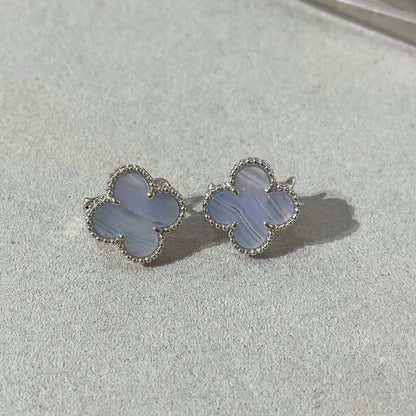 [Angela Schmuck] Kleeblatt Chalzedon Silber Ohrstecker