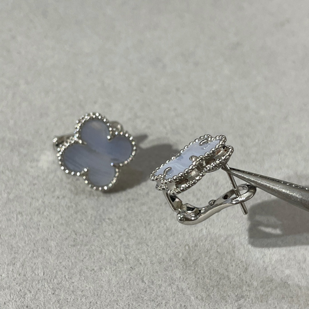 [Angela Schmuck] Kleeblatt Chalzedon Silber Ohrstecker