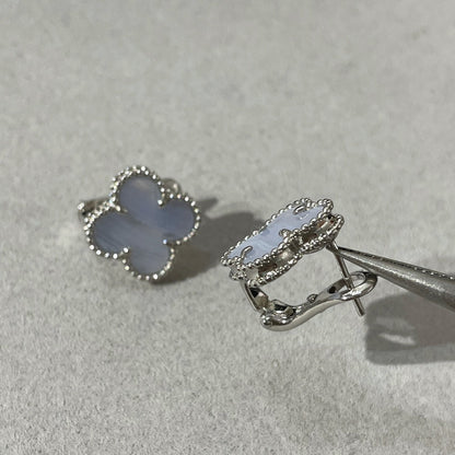 [Angela Schmuck] Kleeblatt Chalzedon Silber Ohrstecker