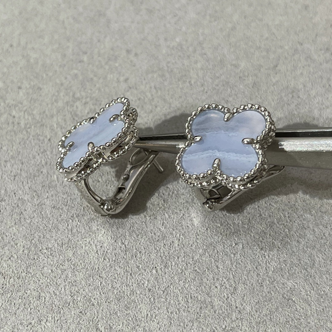 [Angela Schmuck] Kleeblatt Chalzedon Silber Ohrstecker