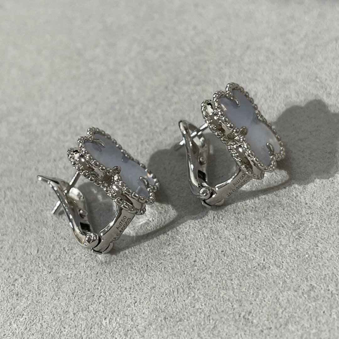 [Angela Schmuck] Kleeblatt Chalzedon Silber Ohrstecker