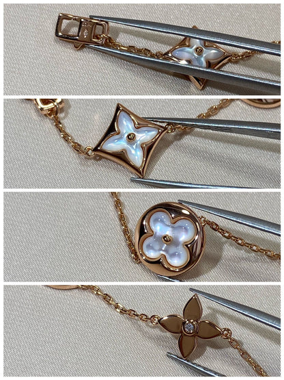 [Angela Jewellery]Armband mit Stern- und Sonnenmotiv, 5 Perlmutt-Rotgold