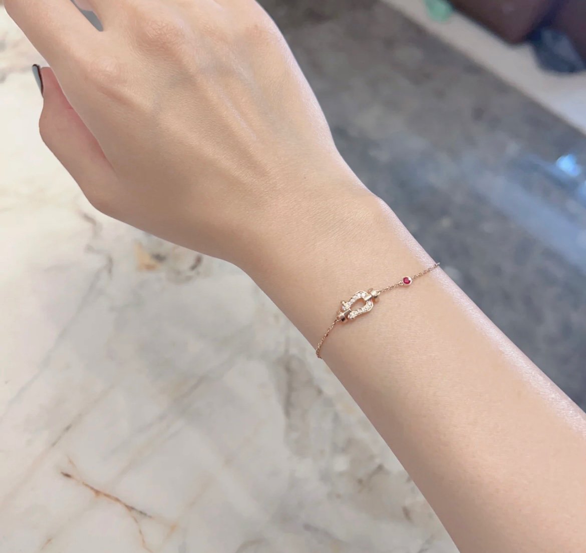 [アンジェラジュエリー]フォース10 ダイヤモンド チェーンリンク ピンクゴールド ブレスレット