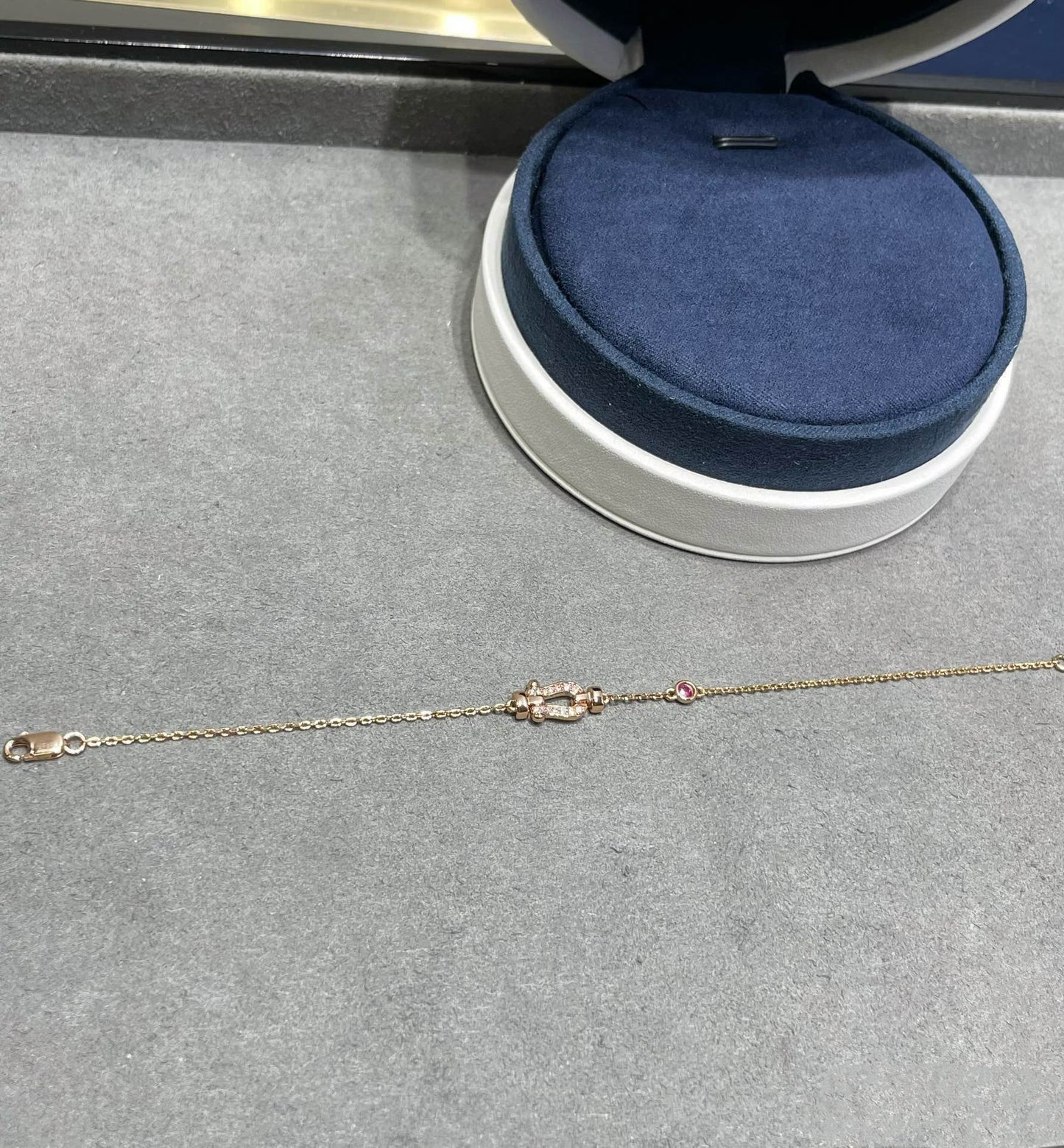 [アンジェラジュエリー]フォース10 ダイヤモンド チェーンリンク ピンクゴールド ブレスレット