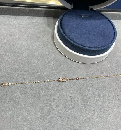 [アンジェラジュエリー]フォース10 ダイヤモンド チェーンリンク ピンクゴールド ブレスレット
