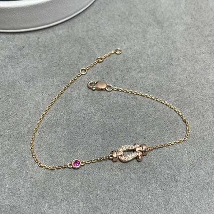 [アンジェラジュエリー]フォース10 ダイヤモンド チェーンリンク ピンクゴールド ブレスレット