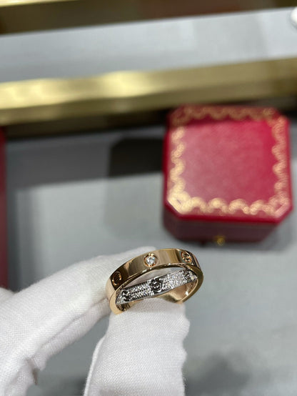 [アンジェラジュエリー]LOVE ピンクゴールド シルバー ダイヤモンド ダブルリング