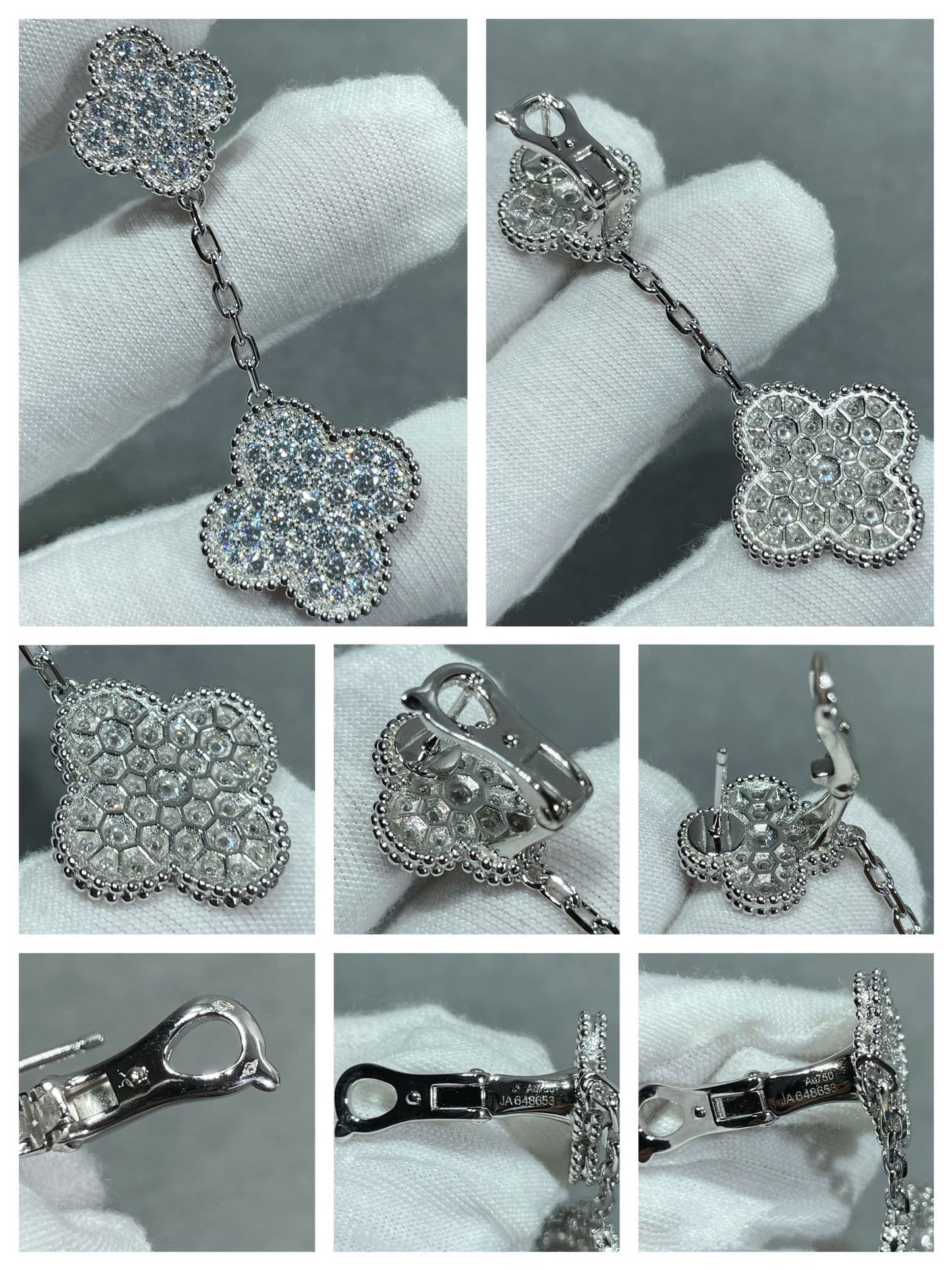 [Angela Jewellery] Kleeblatt-Ohrringe mit zwei Motiven und Diamanten