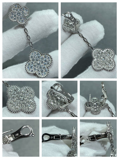 [Angela Jewellery] Kleeblatt-Ohrringe mit zwei Motiven und Diamanten