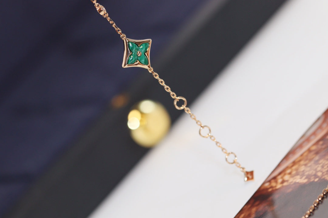 [Angela Jewellery]Armband mit Stern- und Sonnenmotiv, 4 Roségold, Malachit