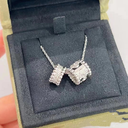 [アンジェラジュエリー] ペルリー ダブルペンダント シルバー ダイヤモンドネックレス