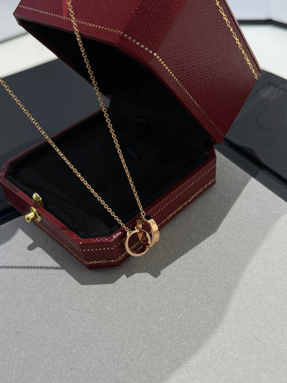 [Angela Schmuck]LIEBE HALSKETTE DOPPELRING ROSA GOLD 
