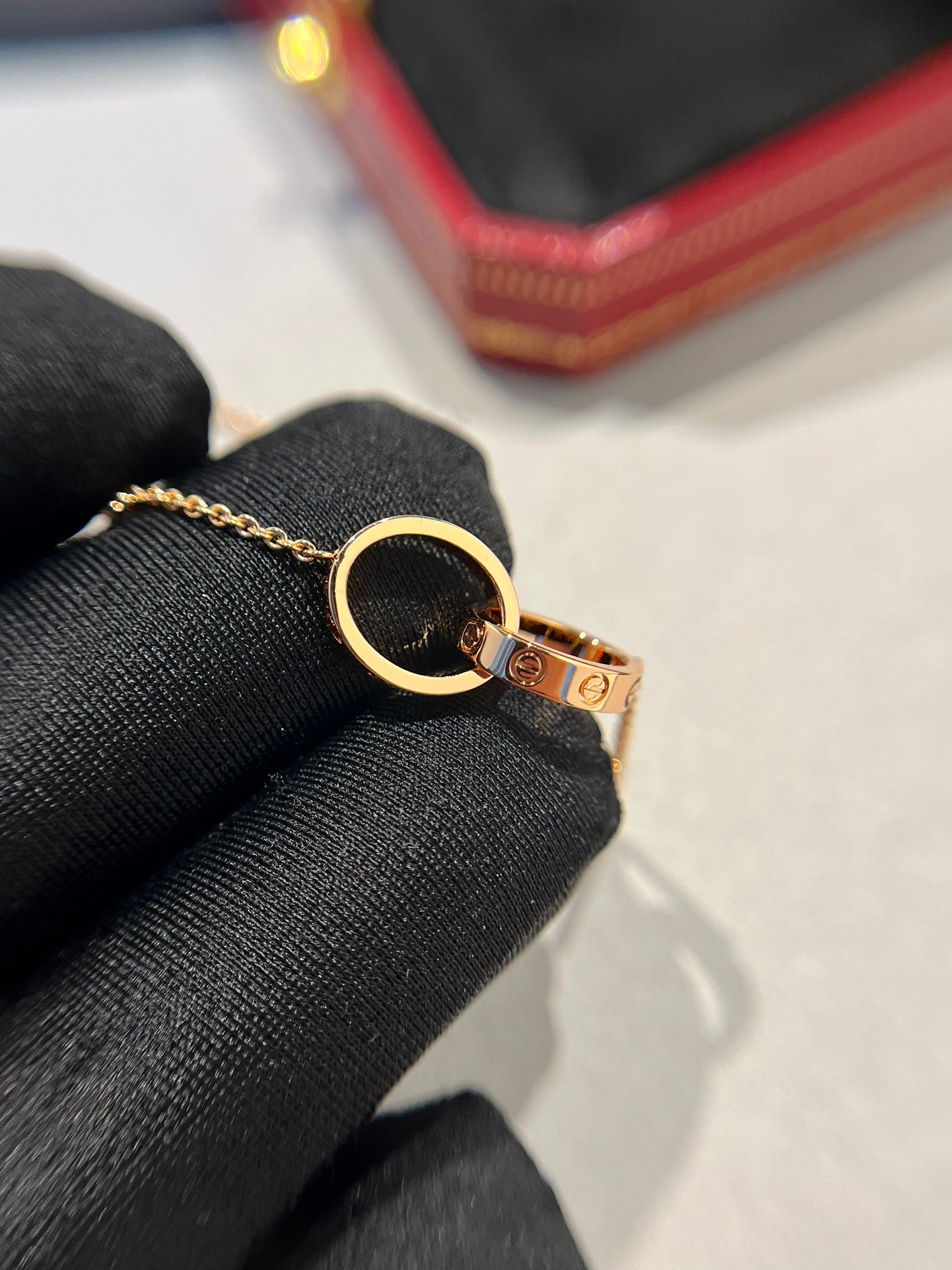 [Angela Schmuck]LIEBE HALSKETTE DOPPELRING ROSA GOLD 
