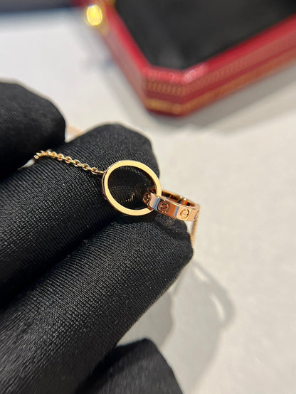 [Angela Schmuck]LIEBE HALSKETTE DOPPELRING ROSA GOLD 