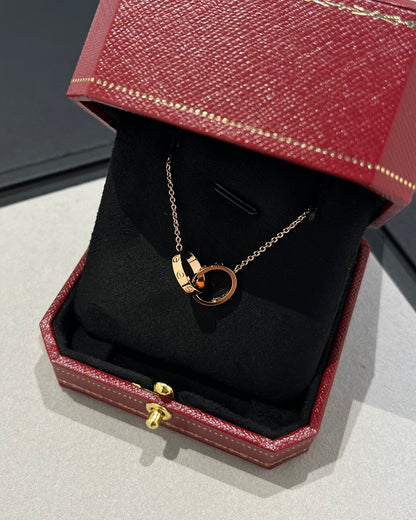 [Angela Schmuck]LIEBE HALSKETTE DOPPELRING ROSA GOLD 