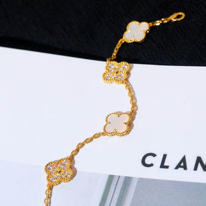 [Angela Schmuck]KLEE-ARMBAND 5 MOTIV WEISSER MOP-DIAMANT 