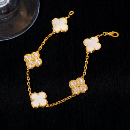 [Angela Schmuck]KLEE-ARMBAND 5 MOTIV WEISSER MOP-DIAMANT 