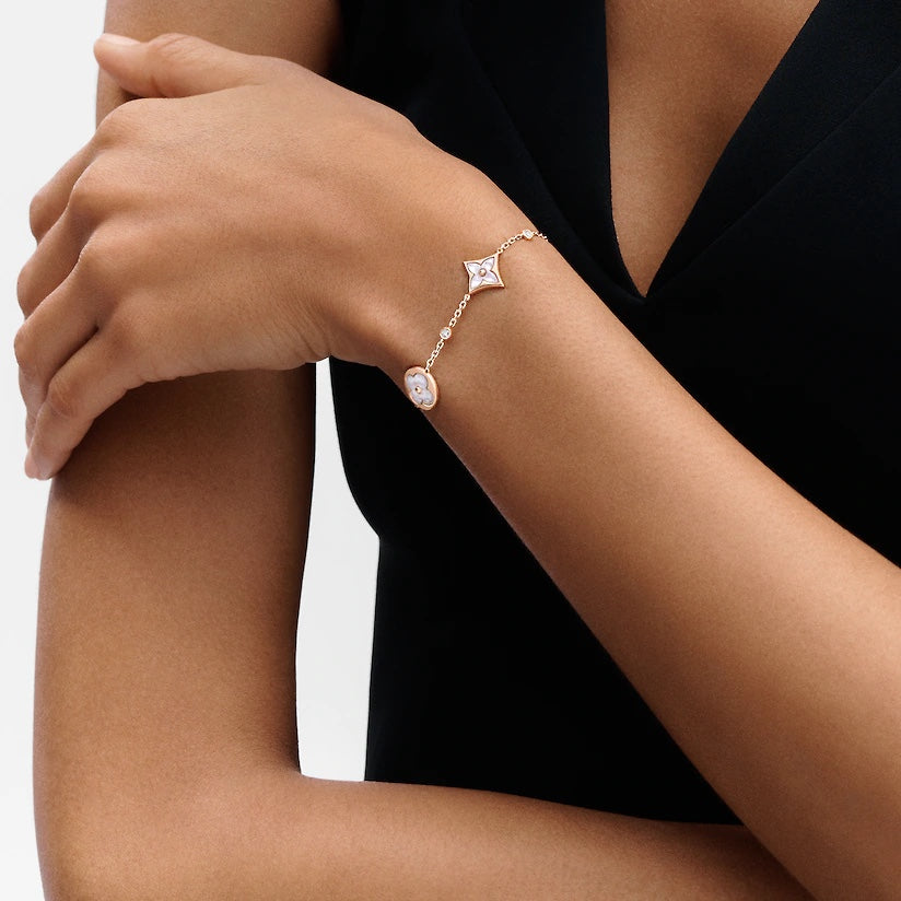 [Angela Jewellery]STAR AND SUN 4 MOTIF WHITE MOP PINK GOLD BRACELET