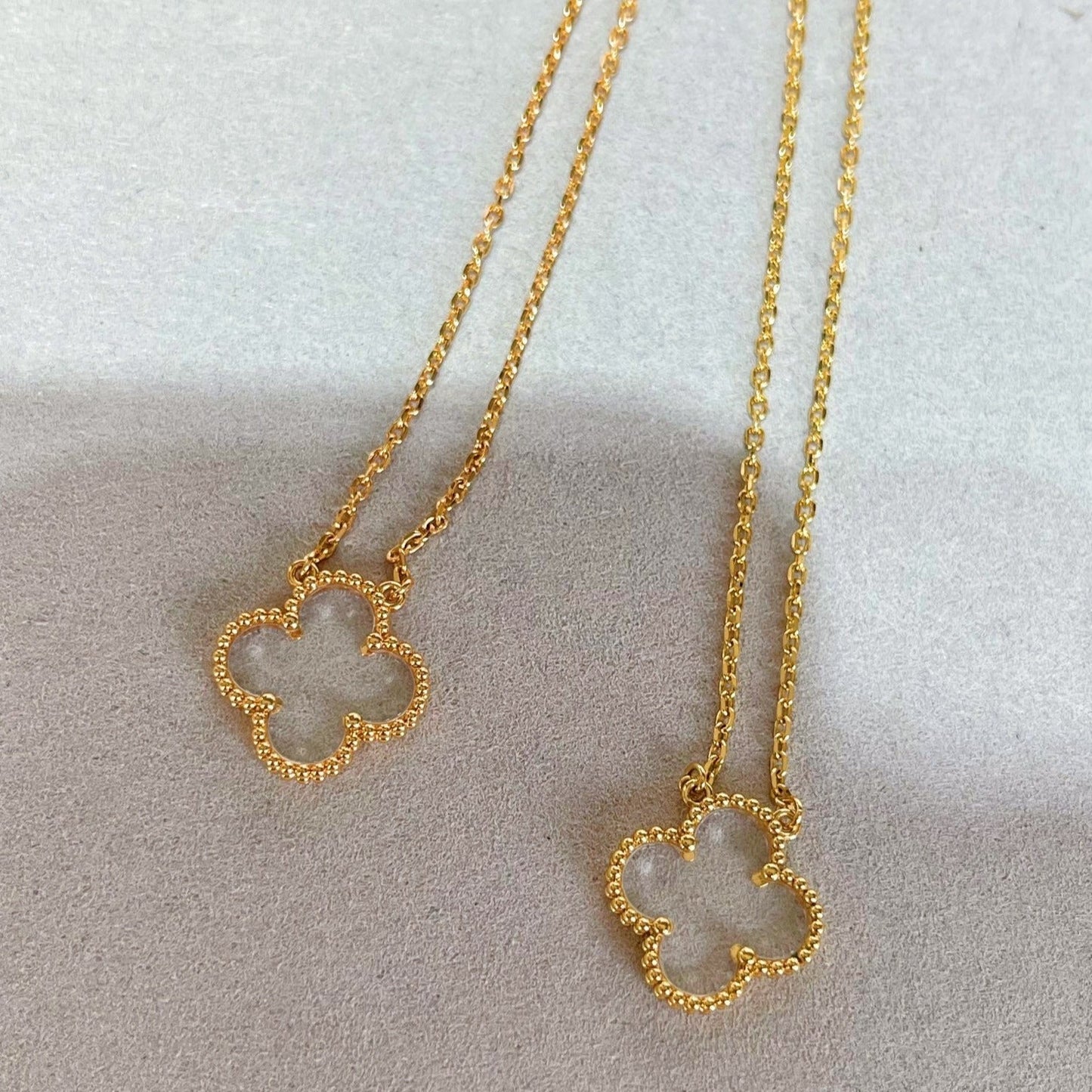 [Angela Schmuck] KLEEBLATT BERGKRISTALL ROSÉGOLD HALSKETTE