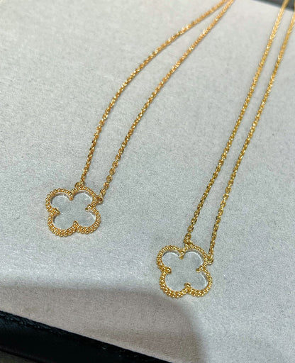 [Angela Schmuck] KLEEBLATT BERGKRISTALL ROSÉGOLD HALSKETTE