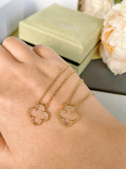 [Angela Schmuck] KLEEBLATT BERGKRISTALL ROSÉGOLD HALSKETTE