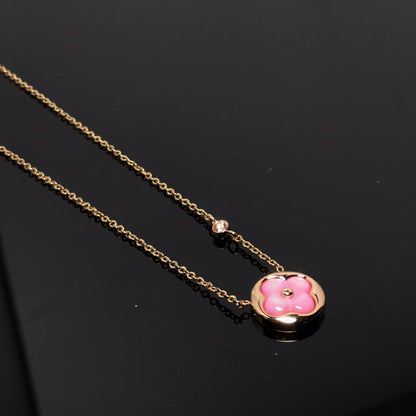 [アンジェラジュエリー]カラーブロッサム ピンクモップ サンゴールドネックレス