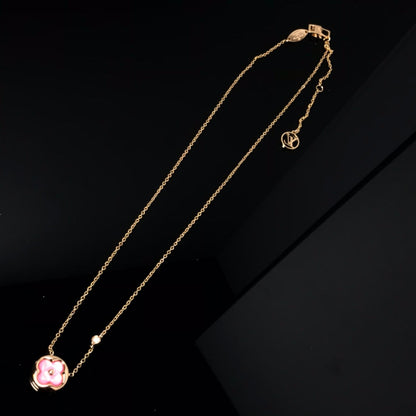 [アンジェラジュエリー]カラーブロッサム ピンクモップ サンゴールドネックレス