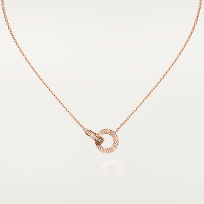 [アンジェラジュエリー]LOVE 7.6mmネックレス ローズゴールド＆シルバー フルダイヤモンド