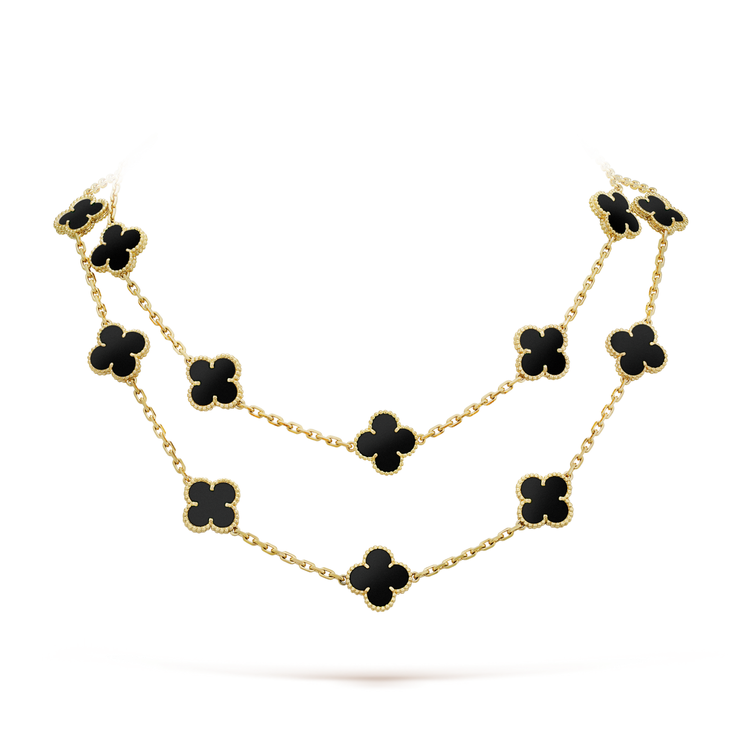 [Angela Jewellery]CLOVER 20 MOTIFS ONYX NECKLACE