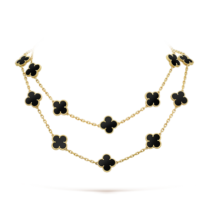 [Angela Jewellery]CLOVER 20 MOTIFS ONYX NECKLACE