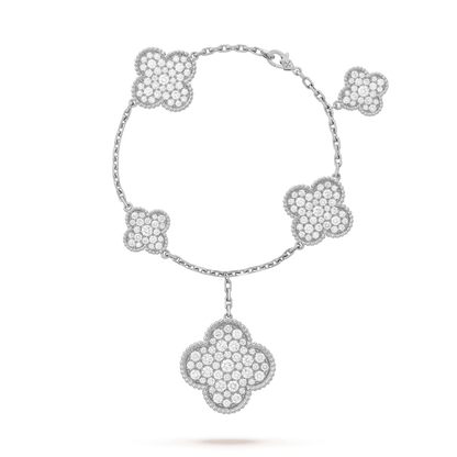[Angela Schmuck] Kleeblatt 6 Motive Silber Diamant Armband