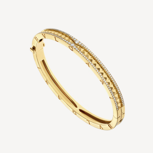 [Angela Jewellery]ZERO 1 SPIRAL AND PAVED DIAMOND GOLD BRACELET