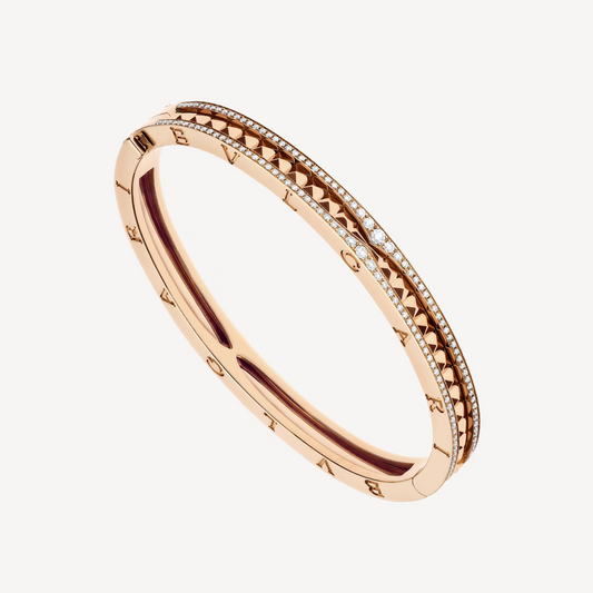 [Angela Jewellery]ZERO 1 SPIRAL AND PAVED DIAMOND PINK GOLD BRACELET
