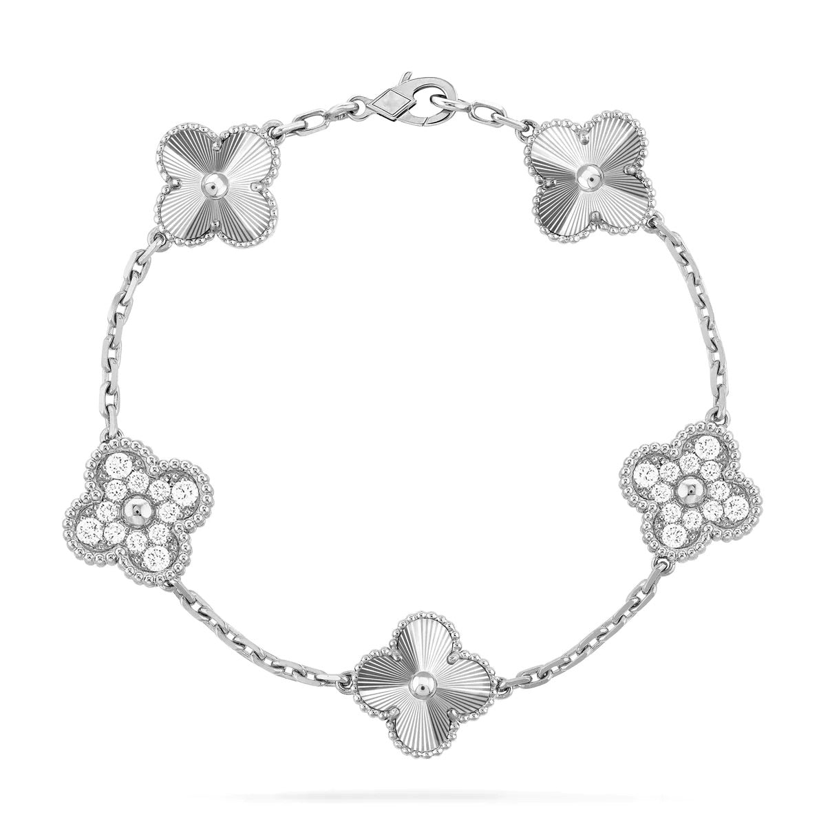 [Angela Jewellery]Silberarmband mit Kleeblatt-Motiv und Diamanten